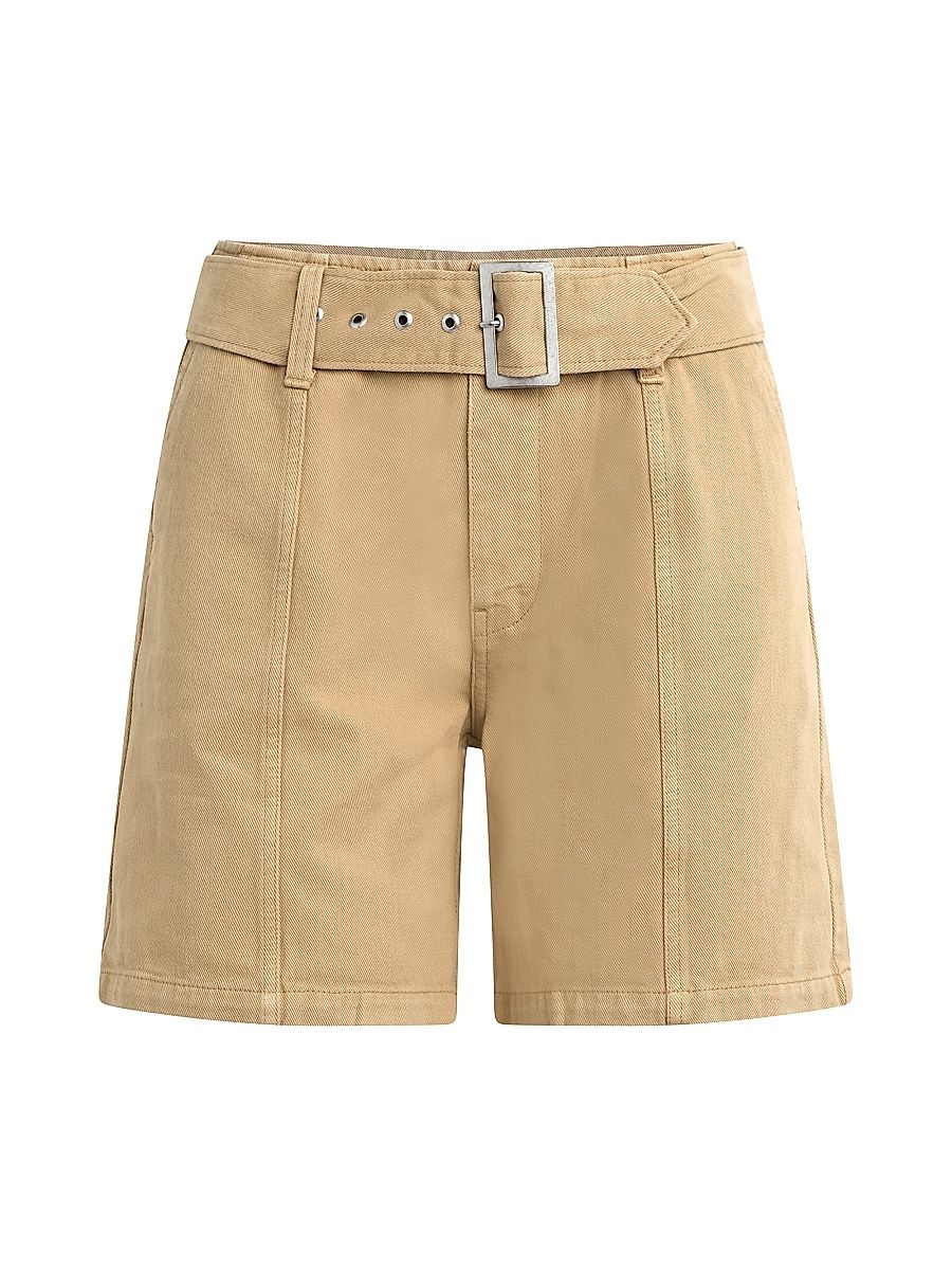 Women's Belted Cotton Long Bermuda Shorts - Cornfield - Size 24