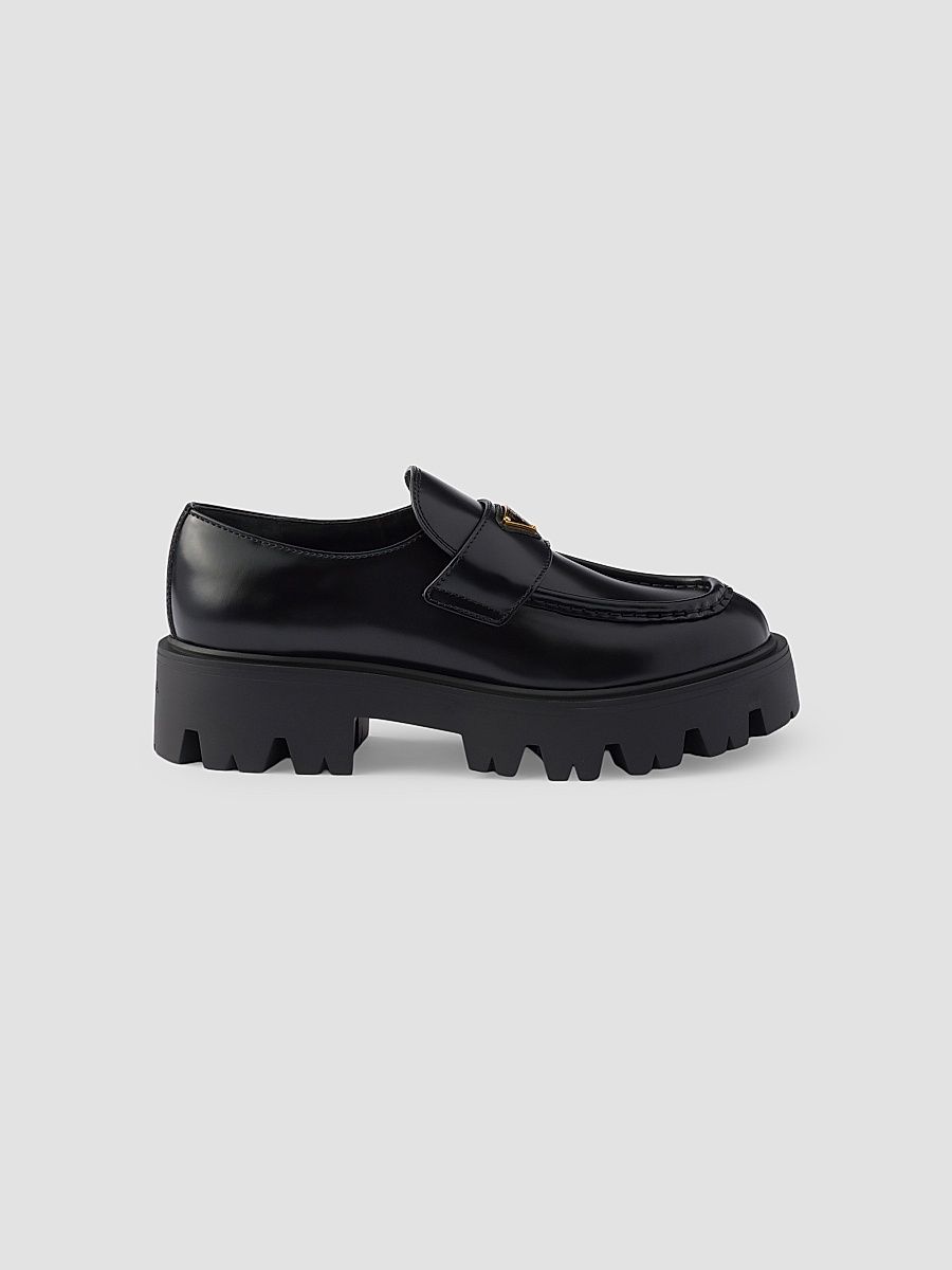 Women's Brushed Leather Loafers - Black - Size 9.5