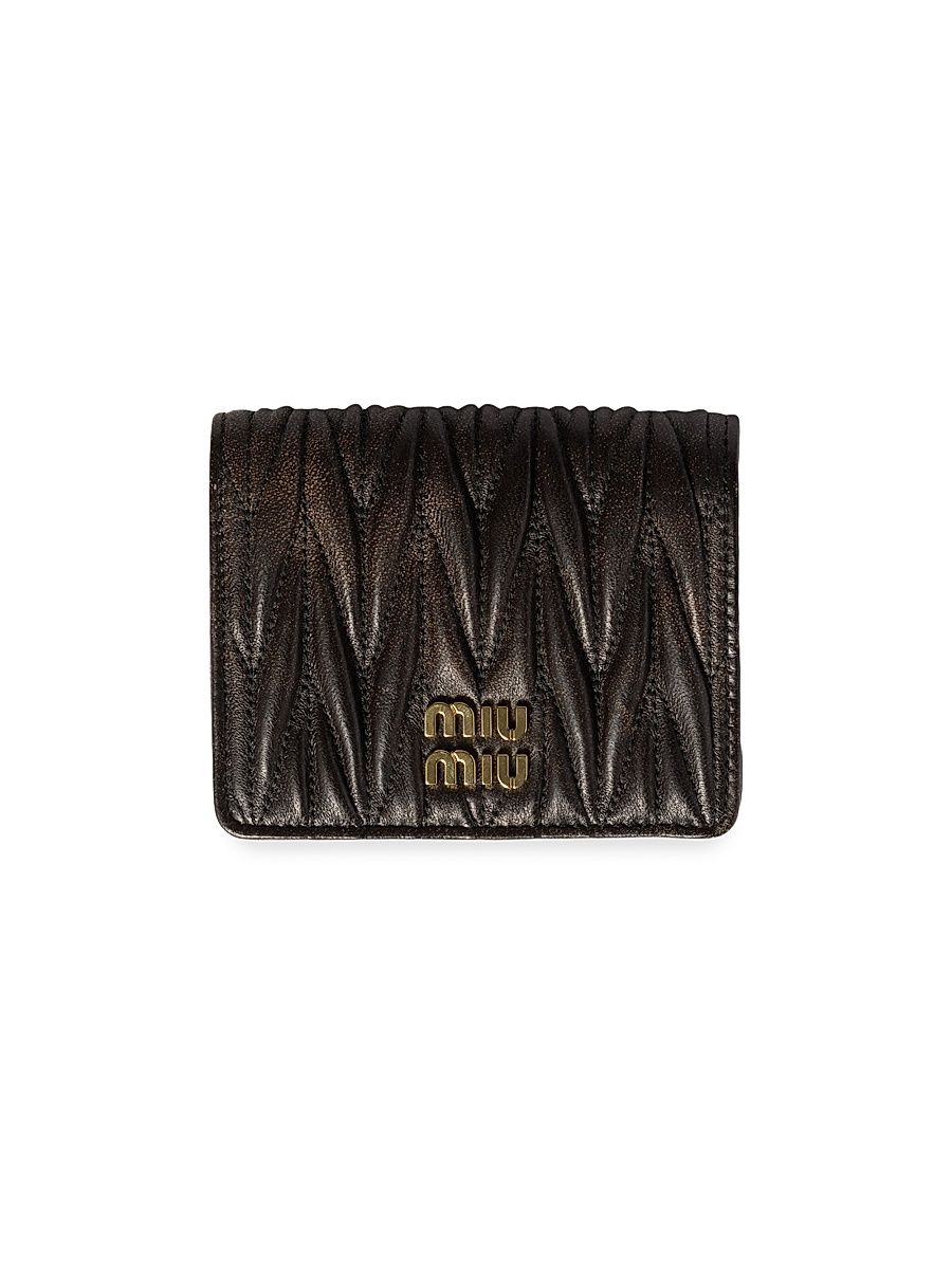Women's Small Matelassé Nappa Leather Wallet - Brown