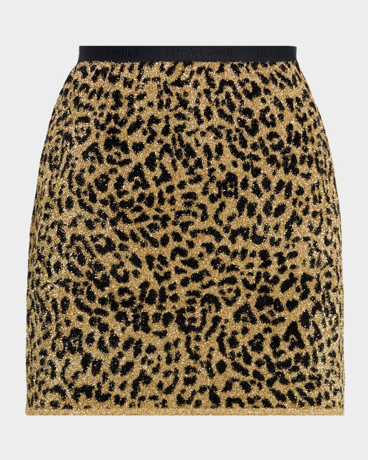 Metallic Leopard Pull-On Mini Skirt