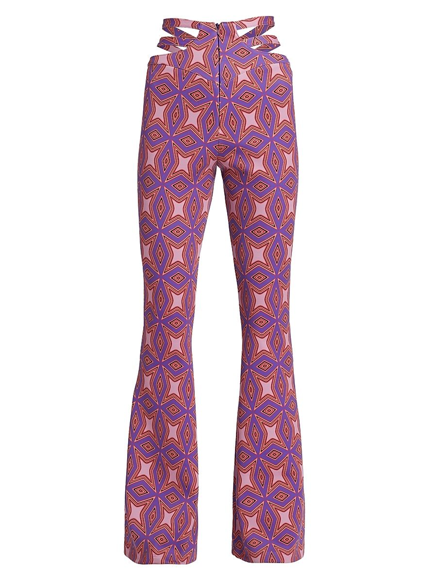 Women's Sophia Flare Pants - Multi Diamond Print - Size XL