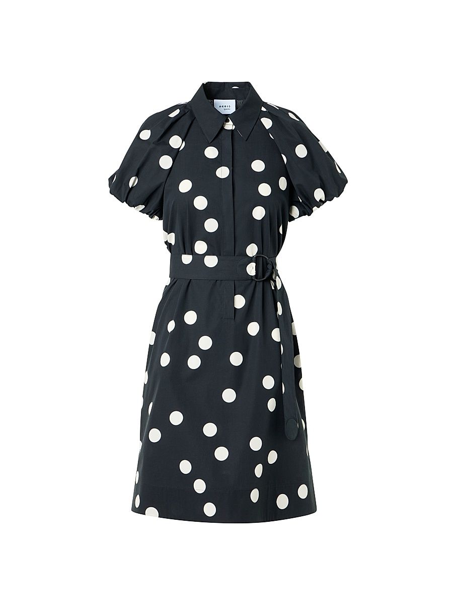 Women's Polka Dot Poplin Minidress - Black Cream - Size 16