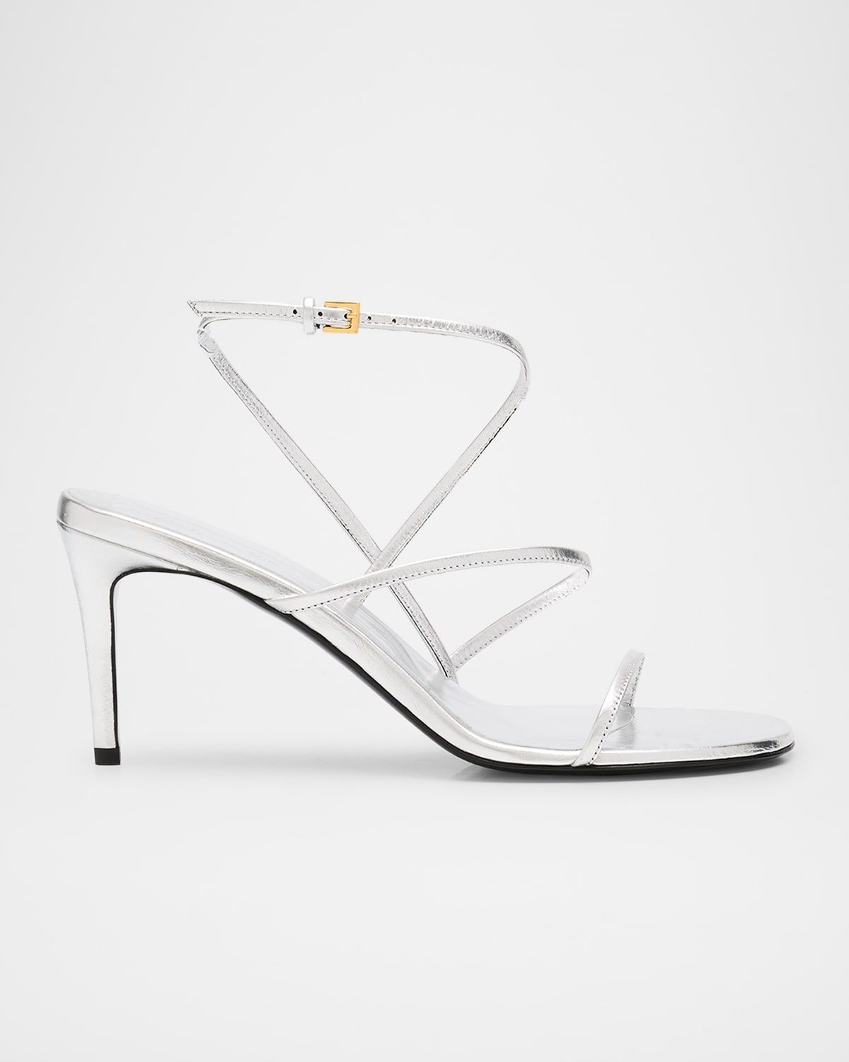 Strappy Metallic Ankle-Strap Sandals