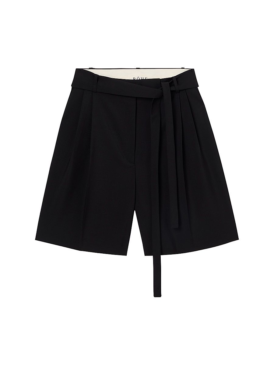 Women's Tailored Belted Shorts - Black - Size 8