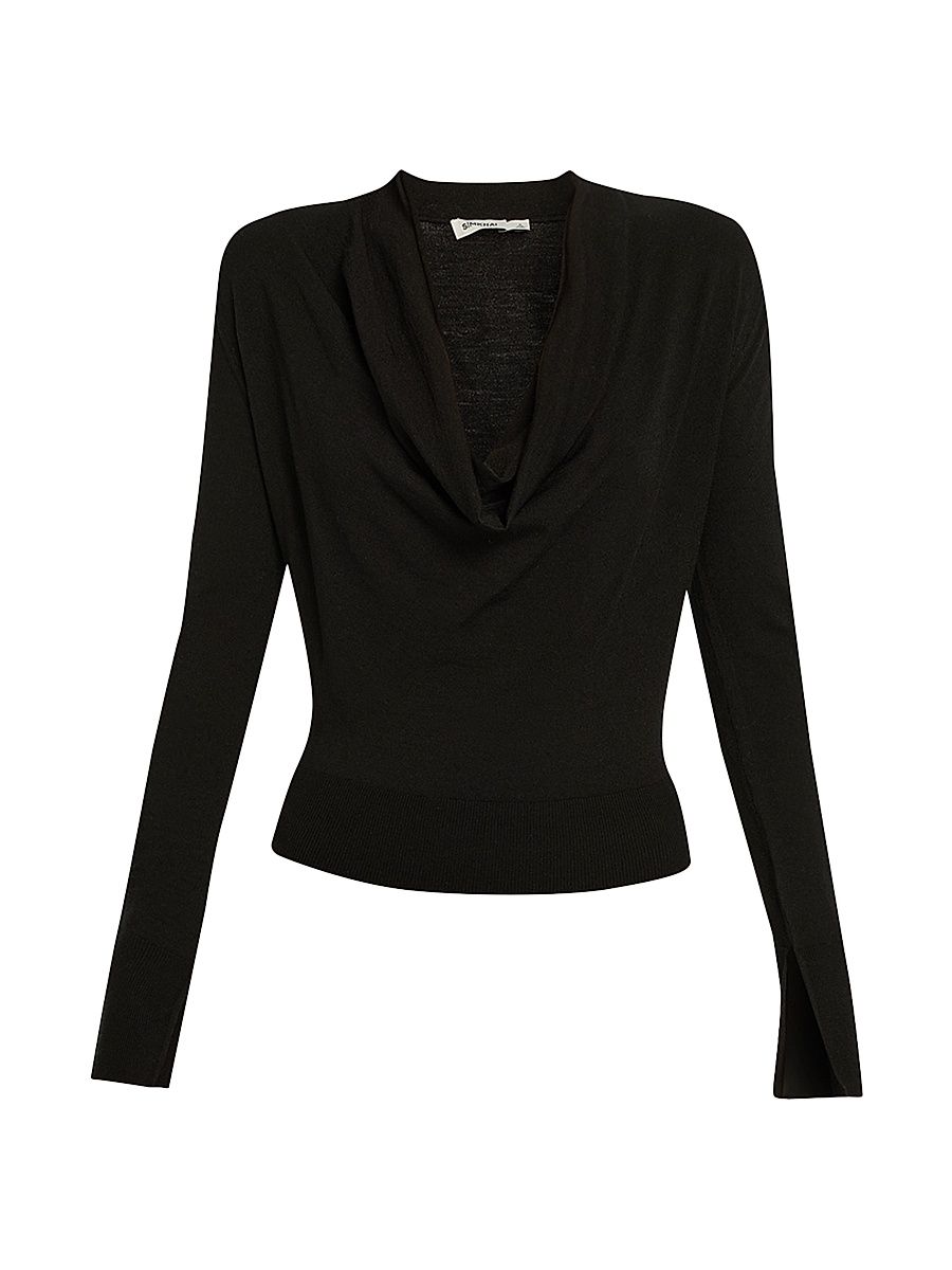 Women's Natia Jersey Cowlneck Top - Black - Size XL