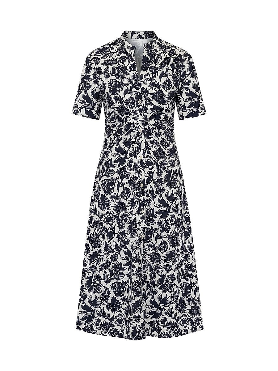 Women's Noor Short Sleeve Shirt-Dress - Black White - Size 10