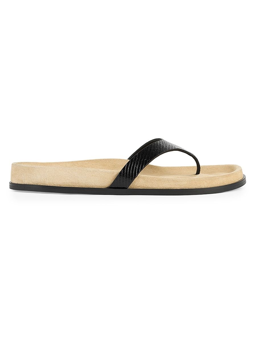 Women's Swift Lizard-Embossed Sandals - Beige Black - Size 12
