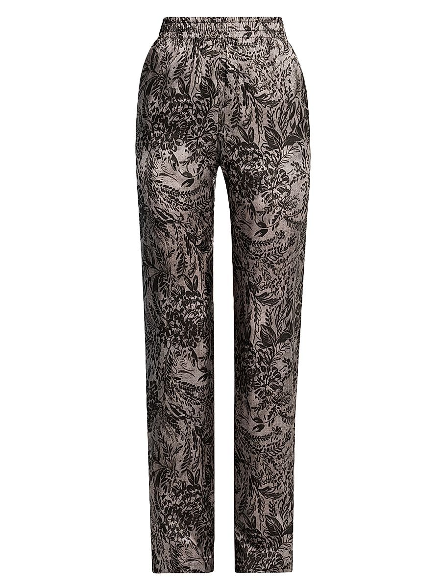 Women's Golden Floral Twill Pants - Grey - Size 10