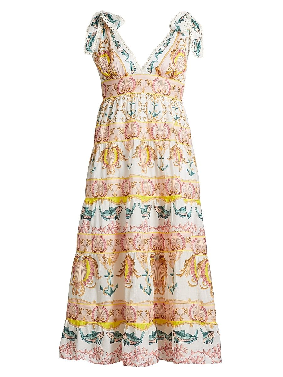 Women's Maritime Magic Cotton Eyelet-Trim Midi-Dress - Off White - Size Large