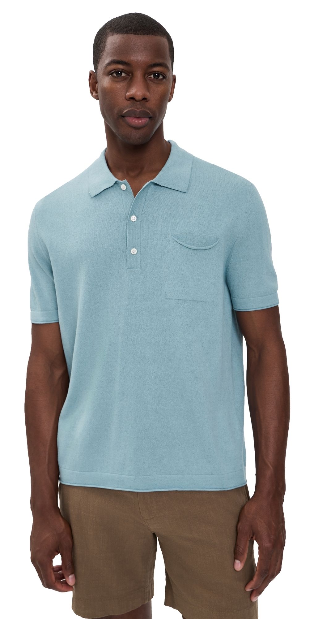 Billy Reid Cotton Linen Sweater Polo Sky Blue XL