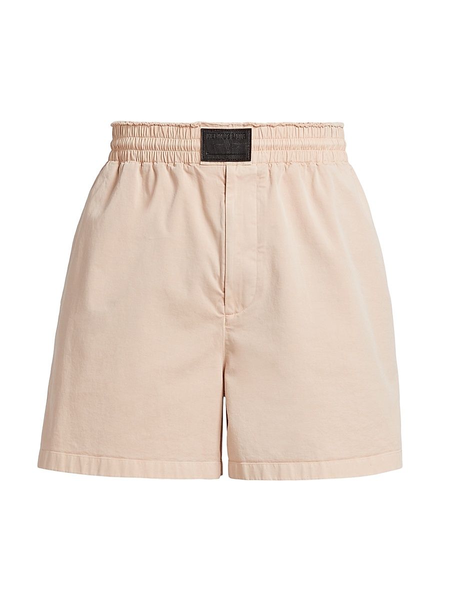 Men's Cotton-Twill Elasticized Shorts - Salmon - Size Medium