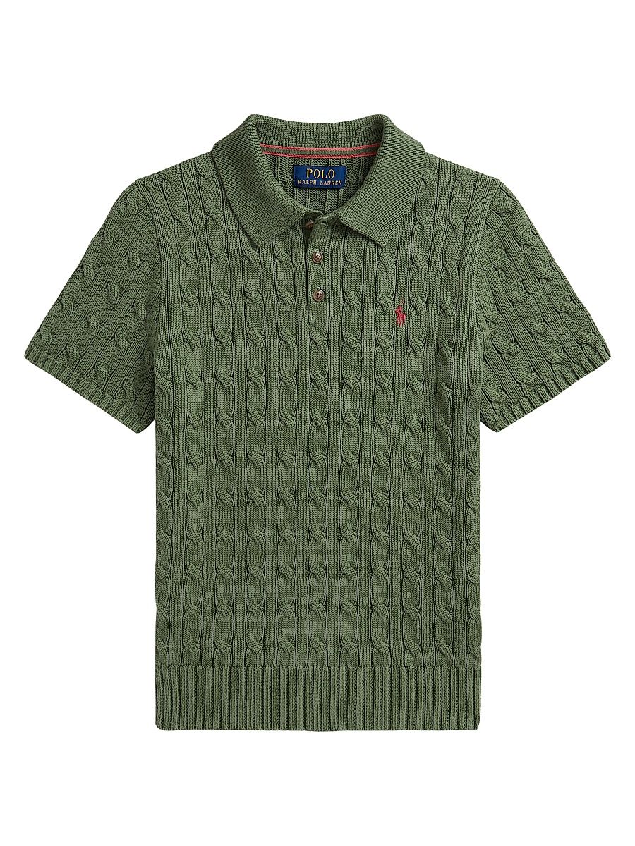 Little Boy's & Boy's Cable-Knit Polo Sweater - Cargo Green - Size 4