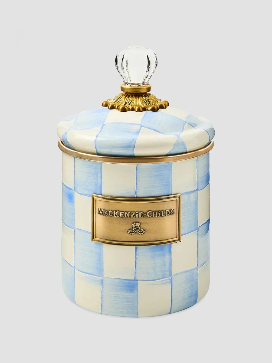 MacKenzie-Childs Sky Check Hand-Painted Small Canister