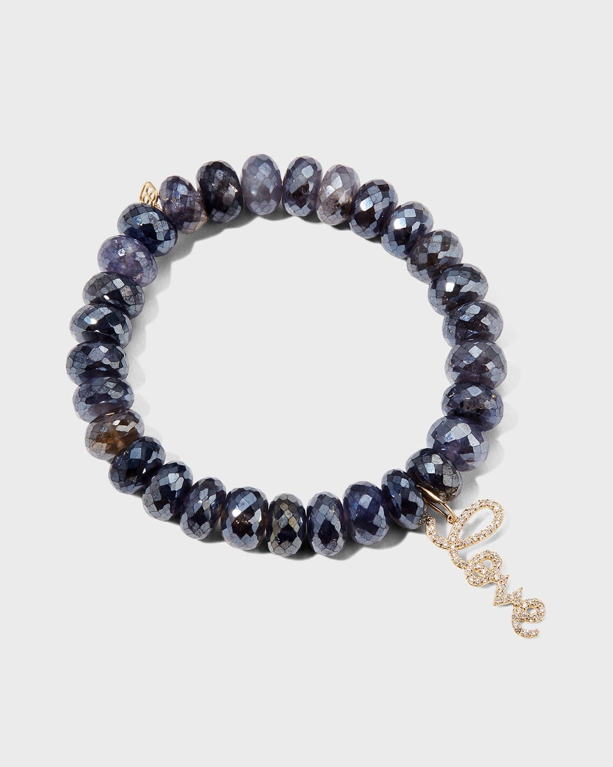 Medium Love Script on 10mm Iolite Bracelet