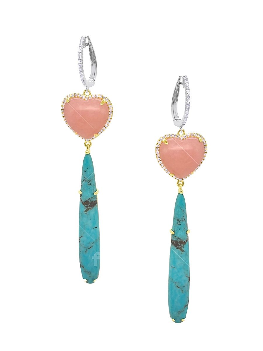 Women's Two-Tone 14K Gold & Multi-Stone Drop Earrings - Opal