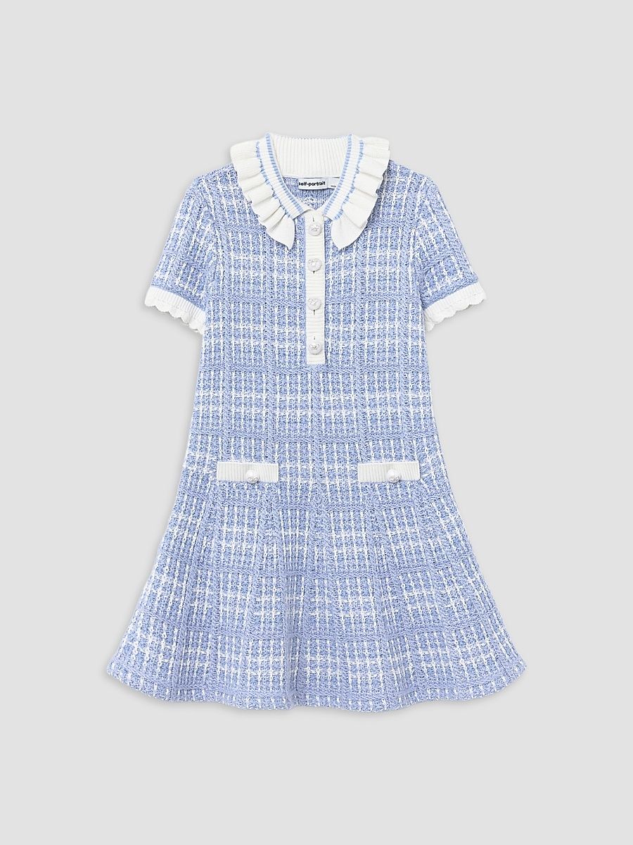Little Girl's & Girl's Check Knit Dress - Blue - Size 10