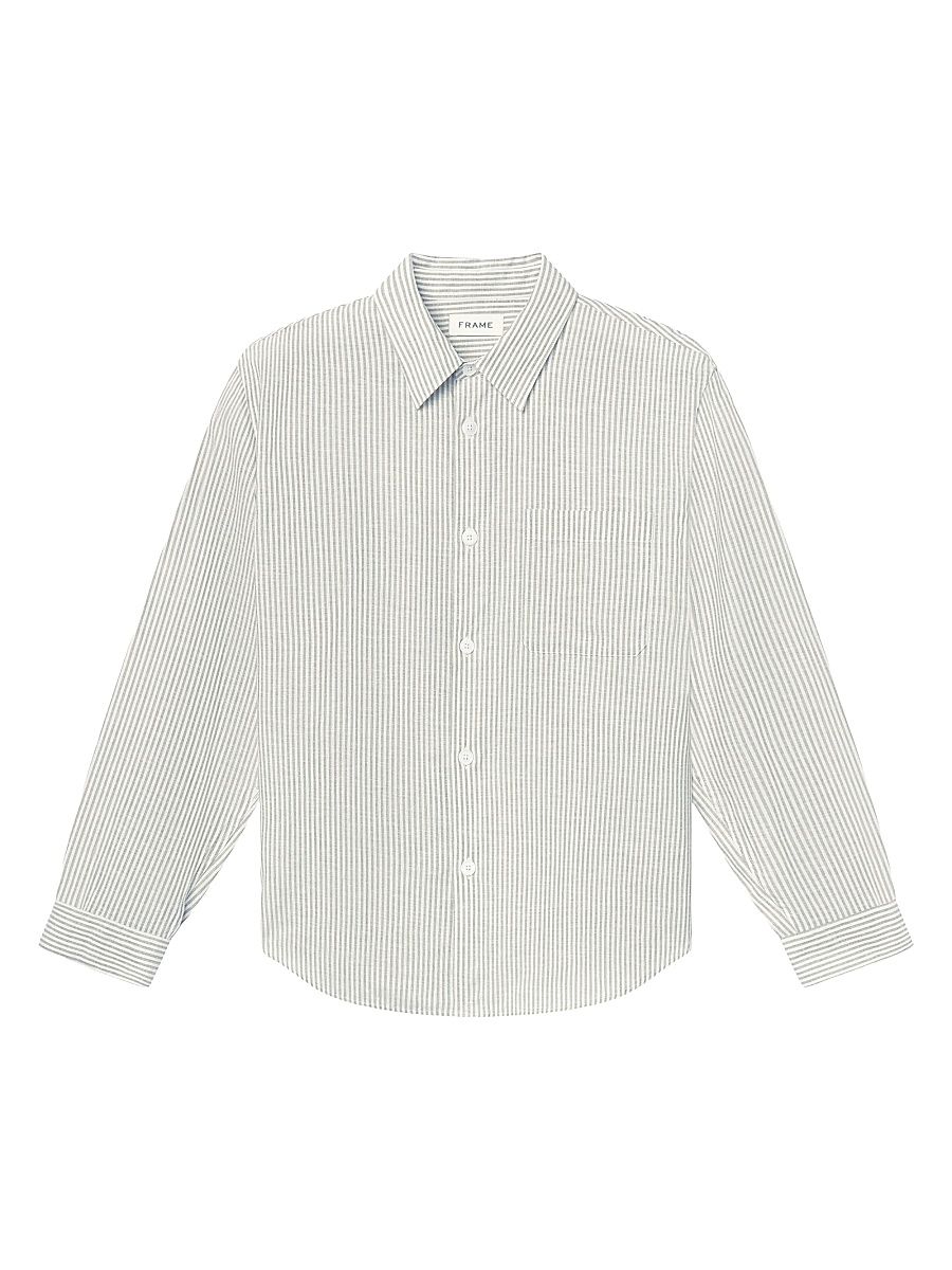 Men's Seersucker Striped Shirt - Khaki Ecru Stripe - Size Large