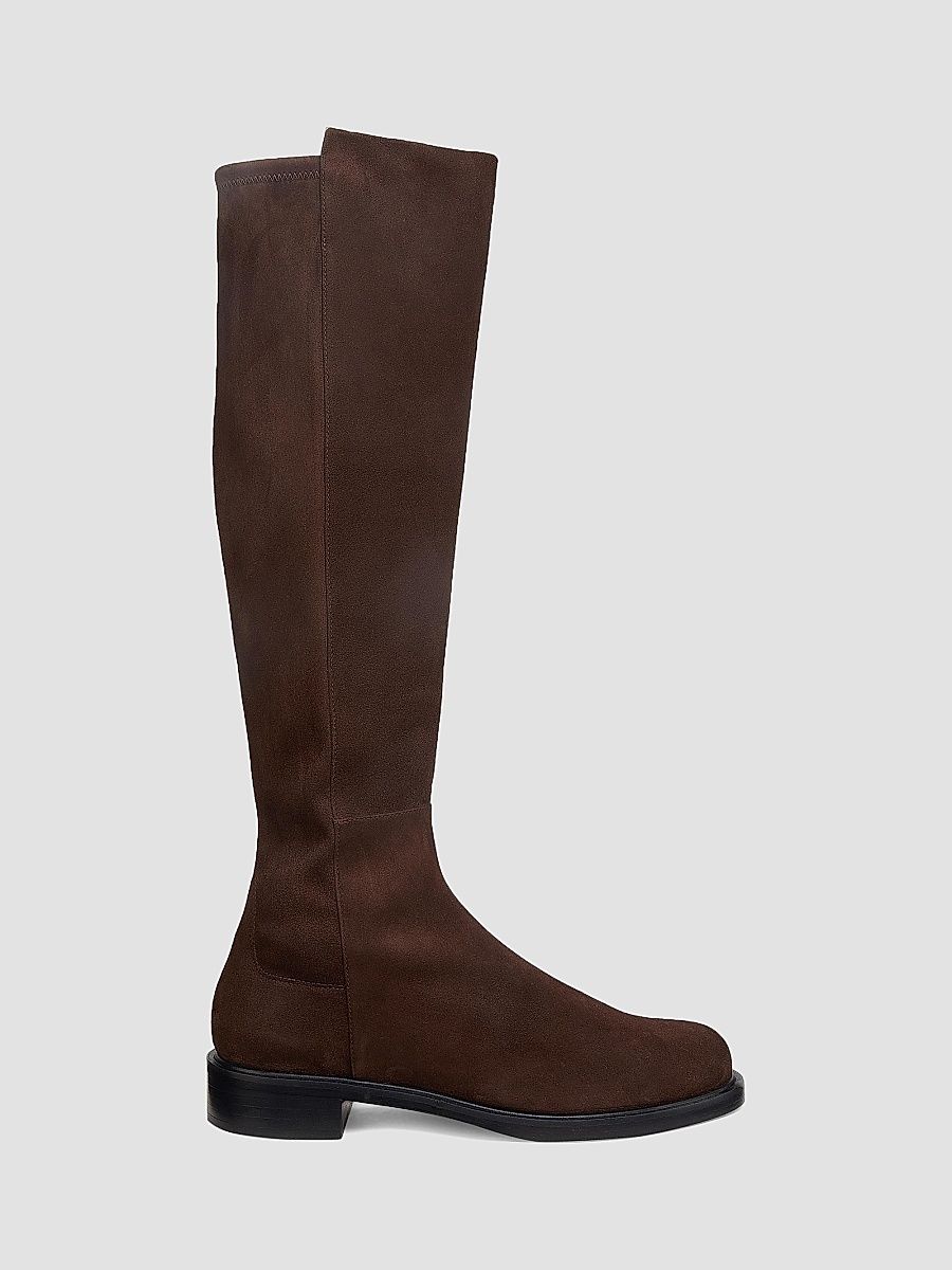 Stuart Weitzman Women's 5050 Gisele 30MM Suede Boots - Walnut Black - Size 9.5