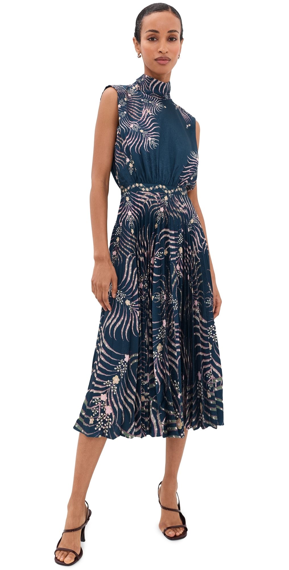 SALONI Fleur Dress Palm Trellis Plmt 14