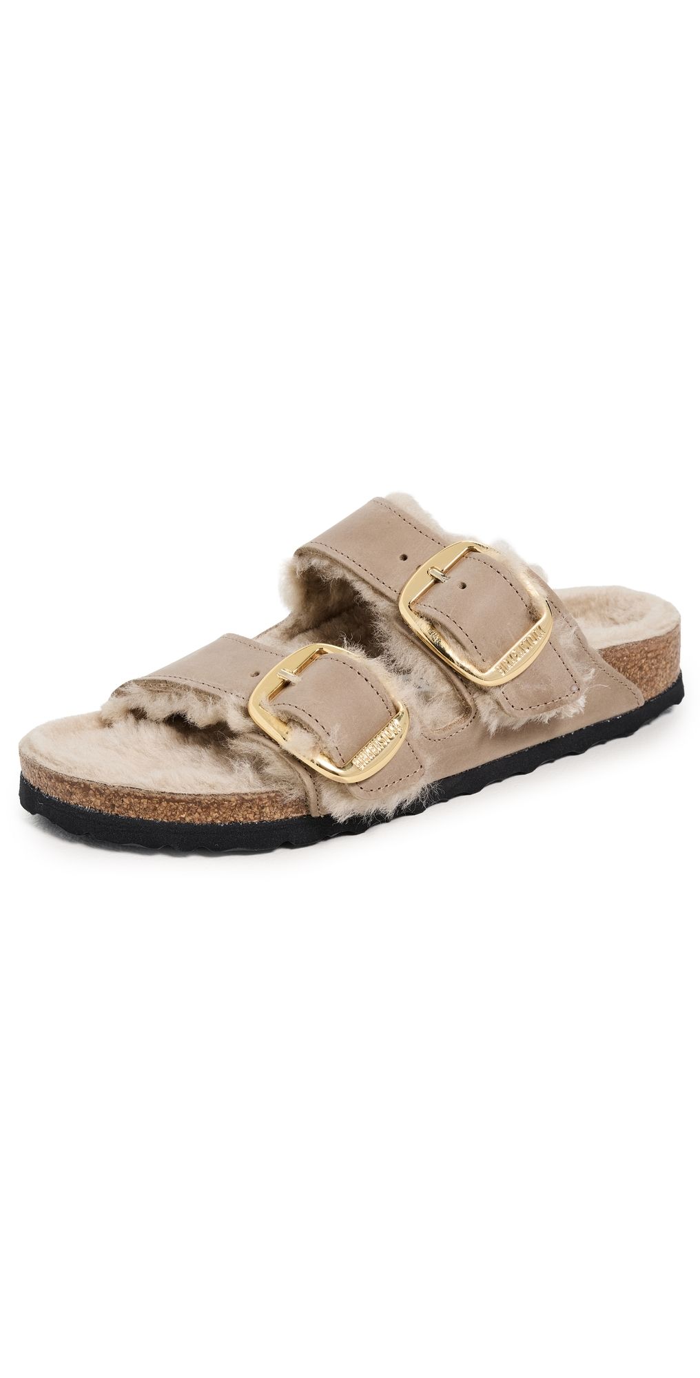 Birkenstock Arizona Big Buckle Shearling Sandals Tobacco Brown 41