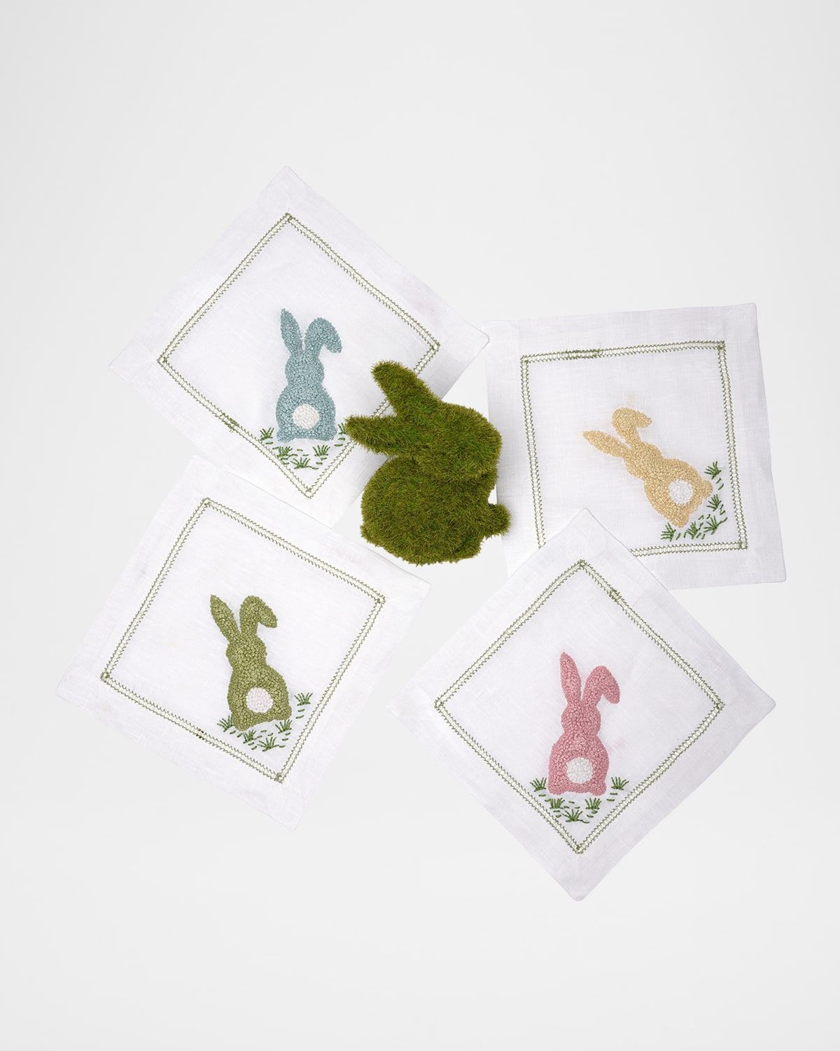 Cottontail Embroidered Cocktail Napkins, Set of 4