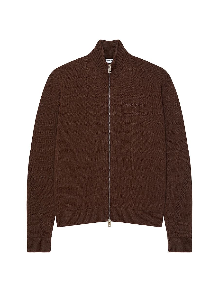 Givenchy Men's Couture Seam Zipped Cardigan in Wool and Cashmere - Dark Havanna - Size XXL