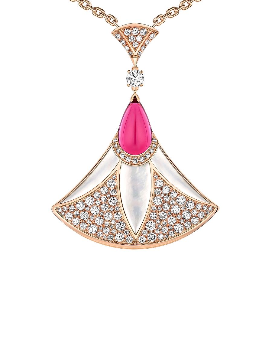 Women's Divissima Diva 18K Pink Gold, Mother-Of-Pearl, Rubellite & 4.57 TCW Diamond Pendant Necklace - Rose Gold