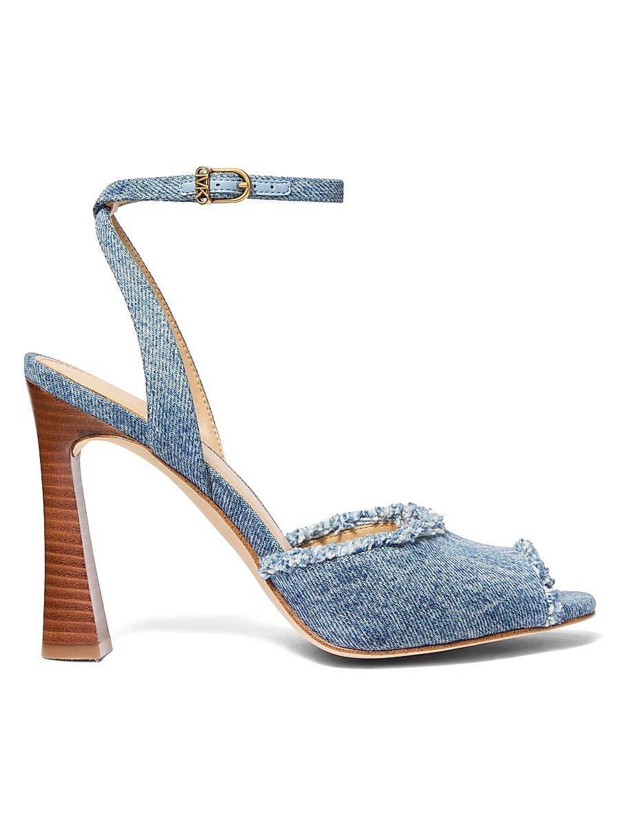 Women's Rosie 100MM Frayed Denim Sandals - New Horizon Wash - Size 11