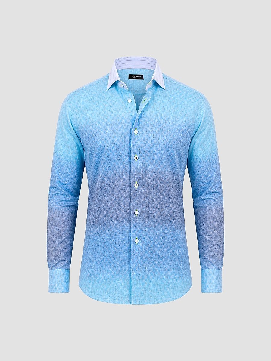 Men's Fibonacci Marthyr Ombre Shirt - Blue - Size XXXXL