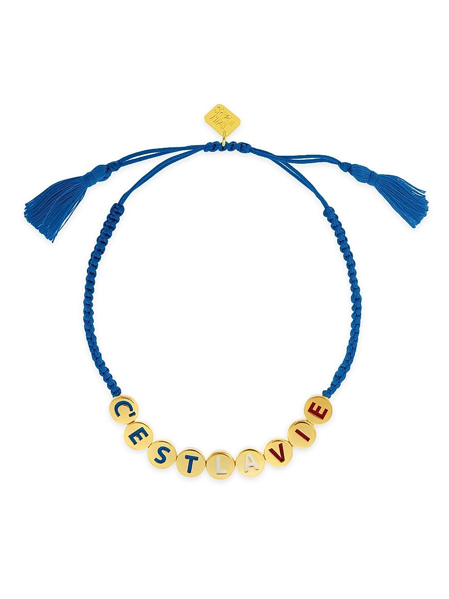Women's Emily In Paris Cest La Vie 18K Gold-Plated Bead & Enamel Bracelet - Blue Multi