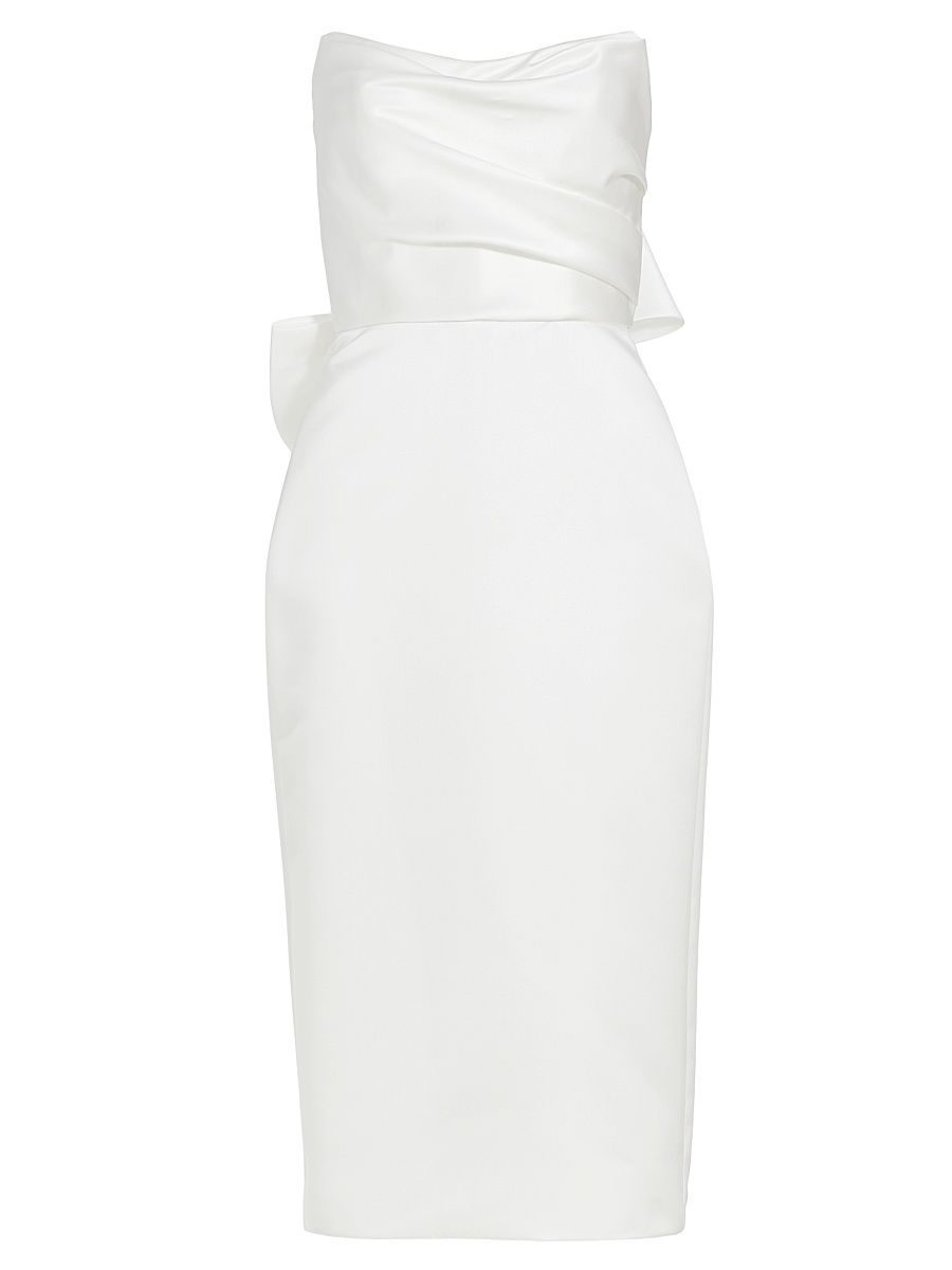 Women's Duchess Satin Bow-Back Midi-Dress - Ivory - Size 16