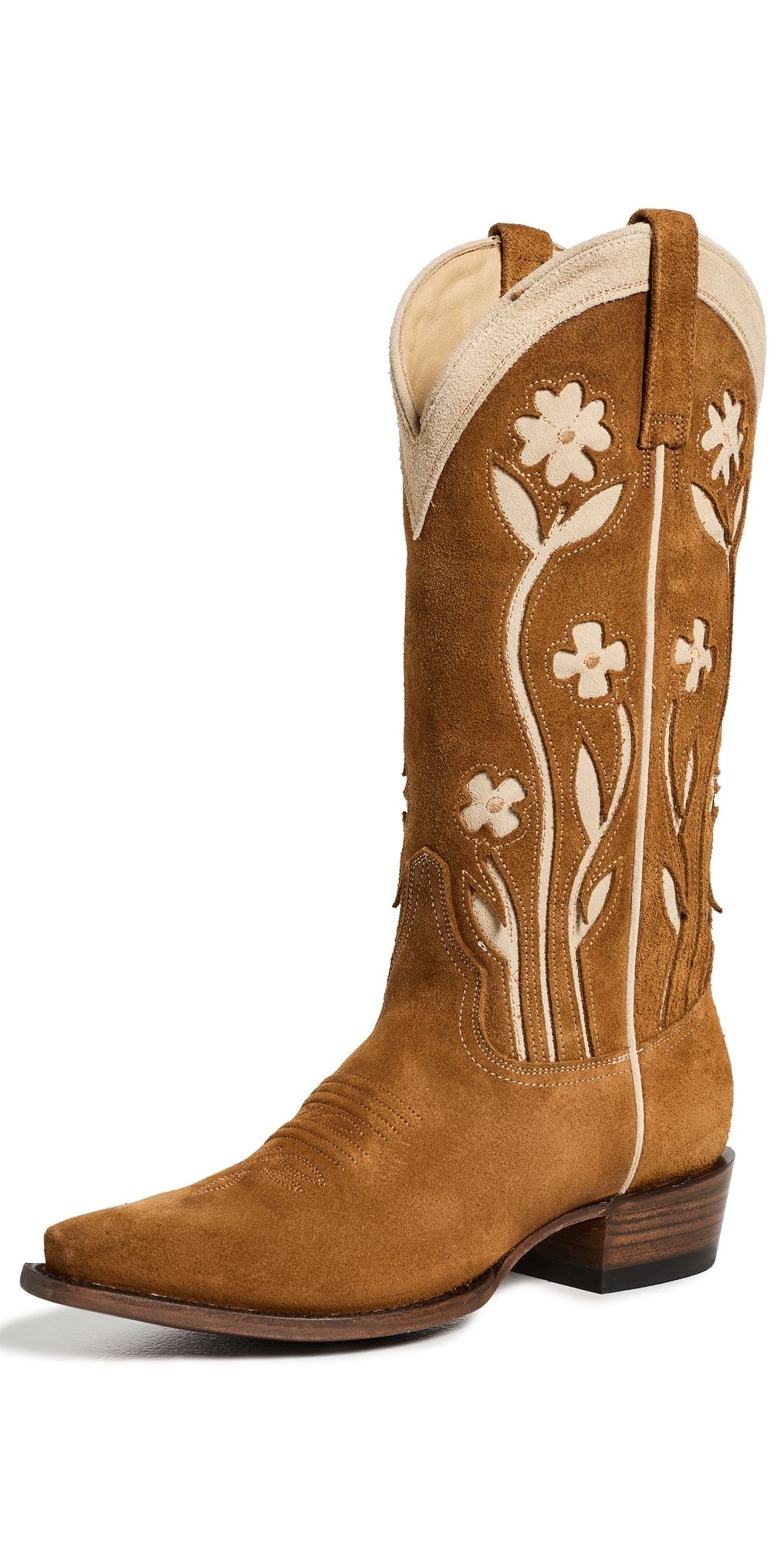 THE GREAT. Stetson x THE GREAT. Cowboy Boots Tan Floral 9