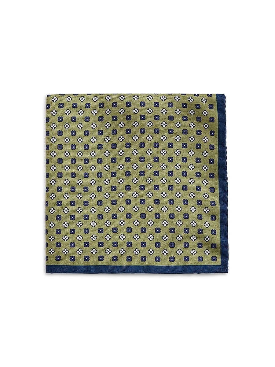 Men's Mini Flower Silk Pocket Square - Green