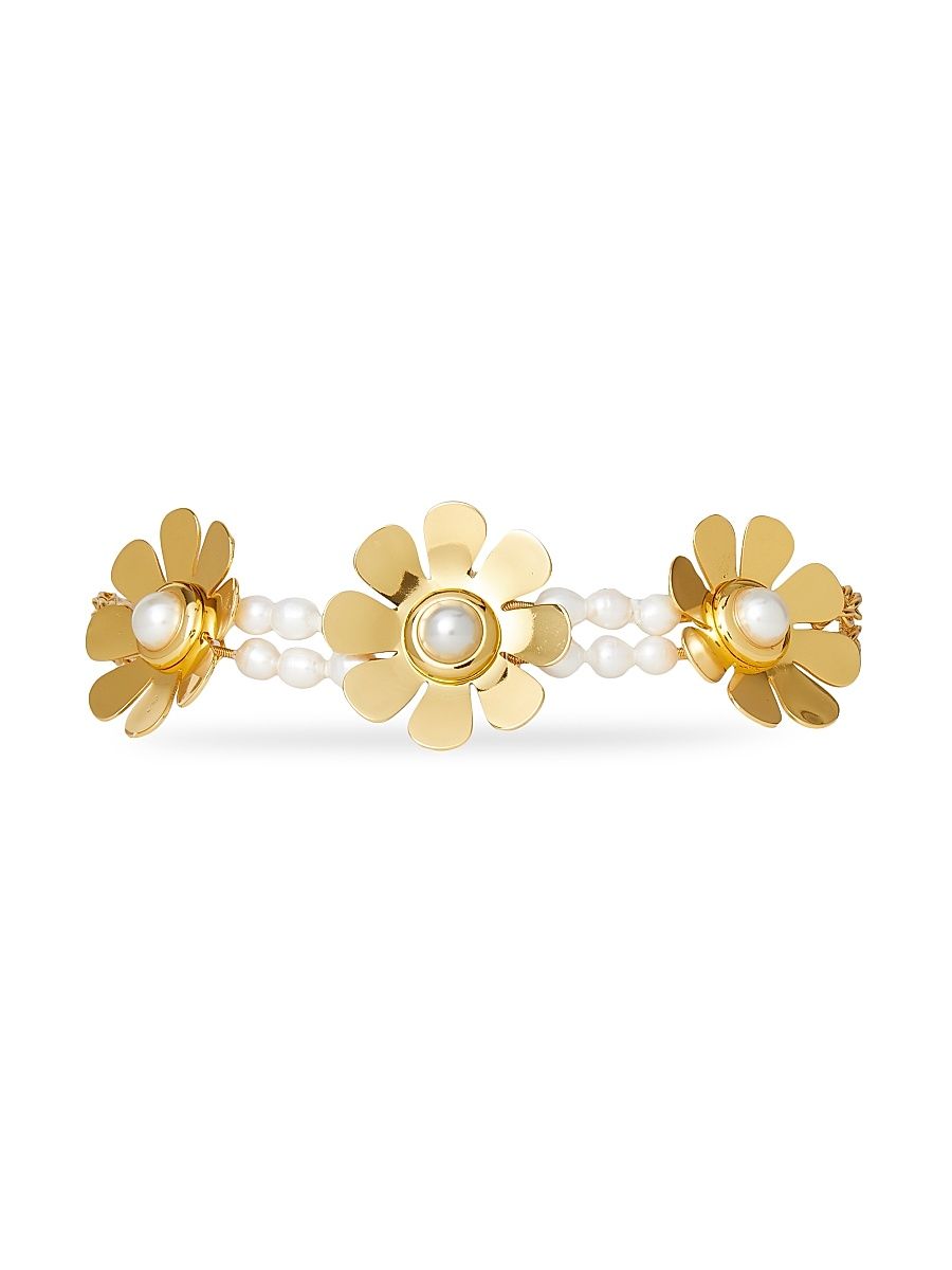 Women's Daisy 14K Gold-Plated & Faux Pearl Choker Necklace - Yellow Gold