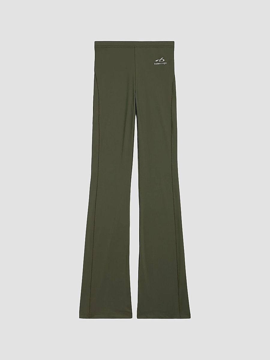 Balenciaga Women's Techwear Flared Leggings - Khaki Lime - Size Large