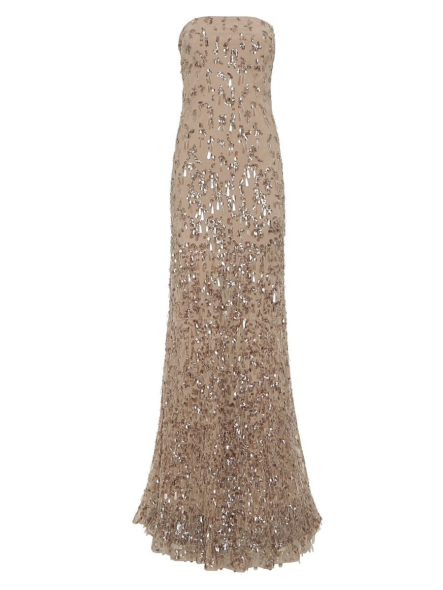 Women's Crispy Silk Couture Dress with Swing Drops Embroidery - Rope - Size XS