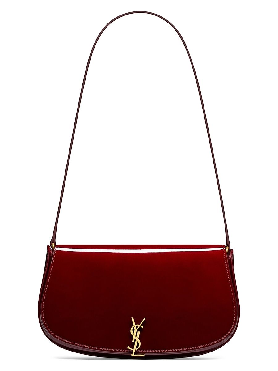 Women's Mini Voltaire Shoulder Bag Iin Patent Leather - Gloss Burgundy