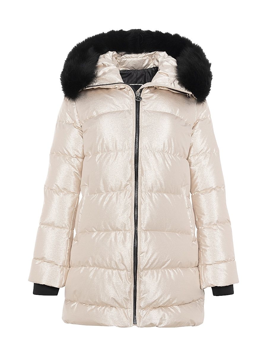 Women's Apres-Ski Jacket with Detachable Toscana Shearling Lamb Hood Trim - Gold - Size Small
