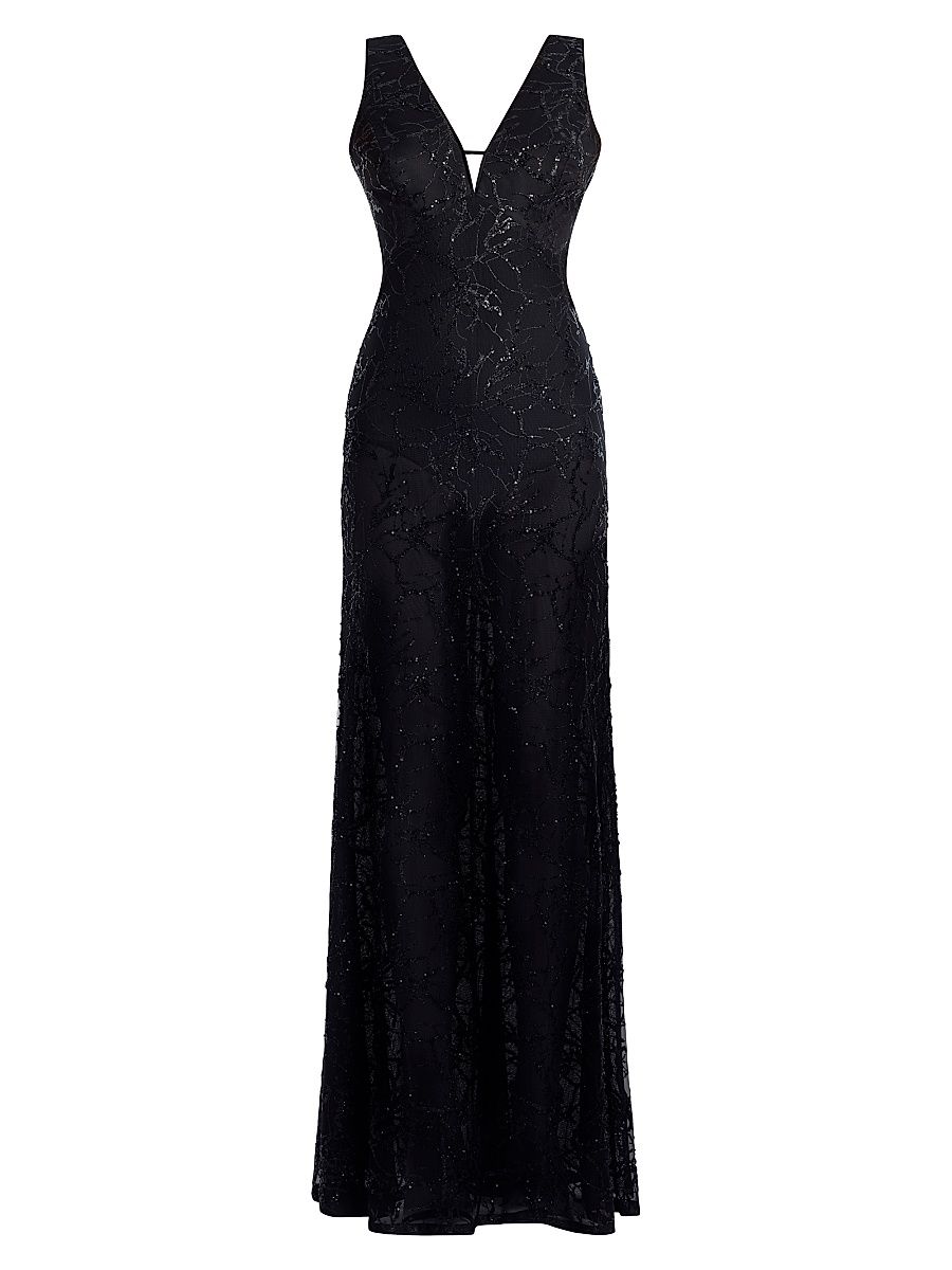 Women's Embellished Cut Out Gown - Black - Size 6