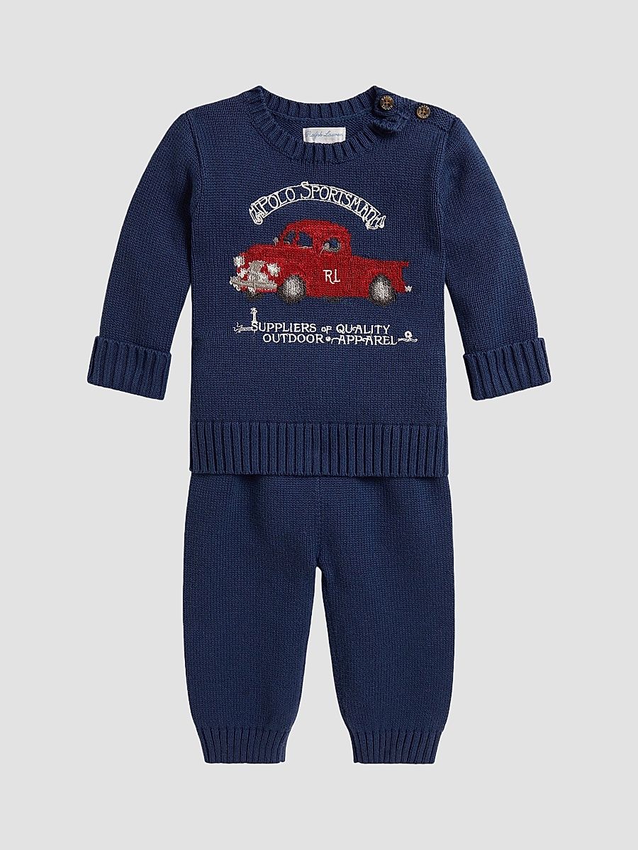 Baby Boy's 2-Piece Truck Knit Set - Rustic Navy Multi - Size 12 Months
