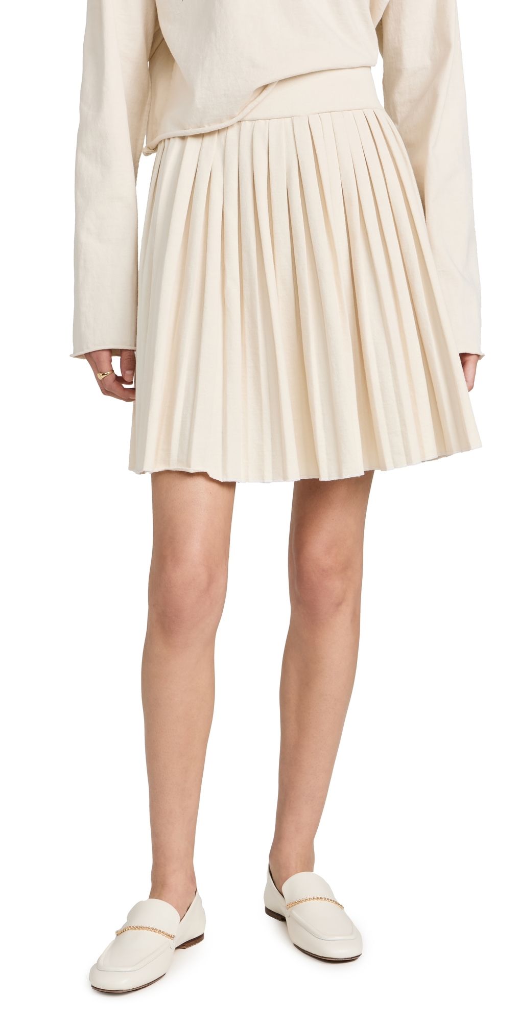 Les Tien Paulina Box Pleat Tennis Skirt Ivory S