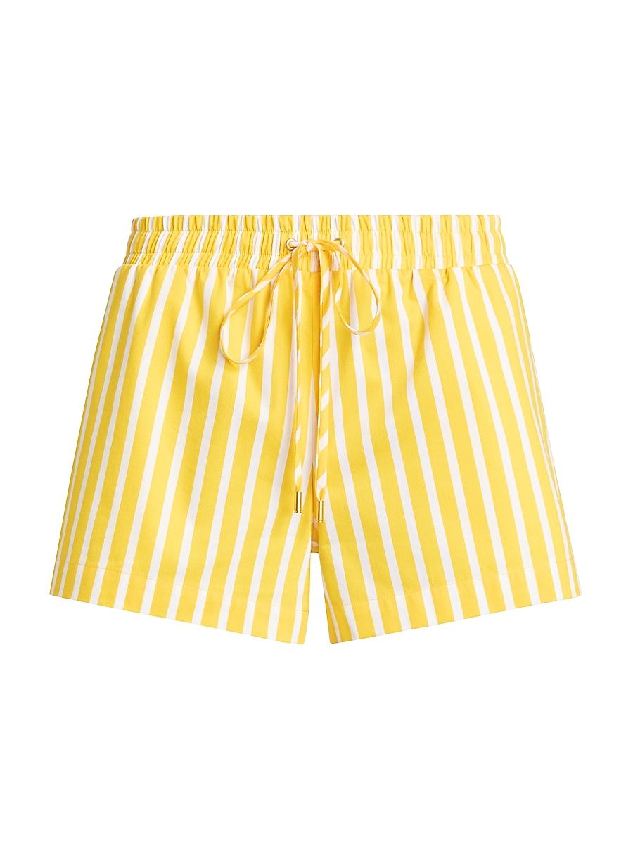 Women's Royce Striped Cotton-Blend Drawstring Shorts - Dandelion White Stripe - Size XXS