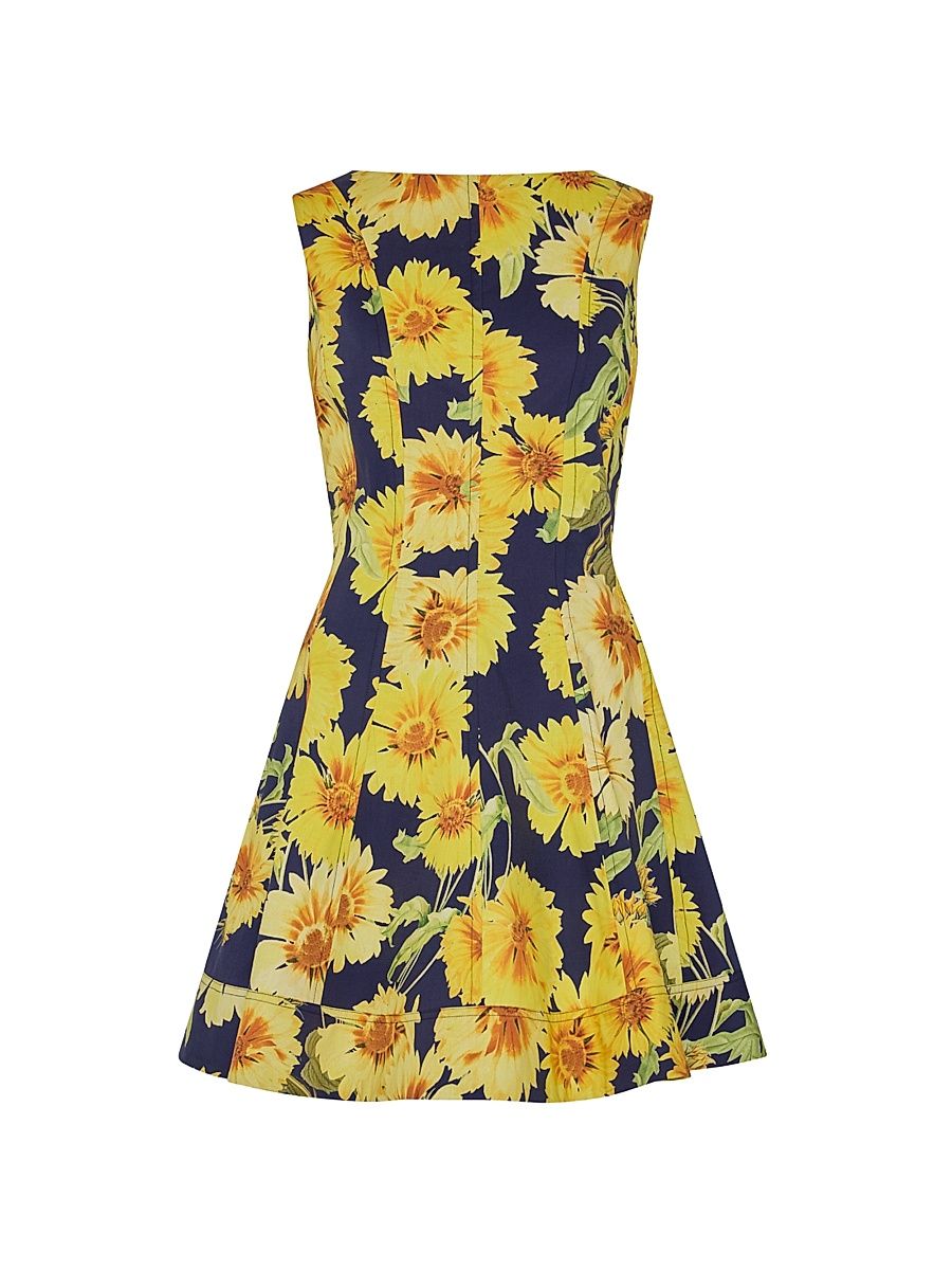Women's Poppy Sunflower Stretch-Cotton Poplin Minidress - Navy Multi - Size 12