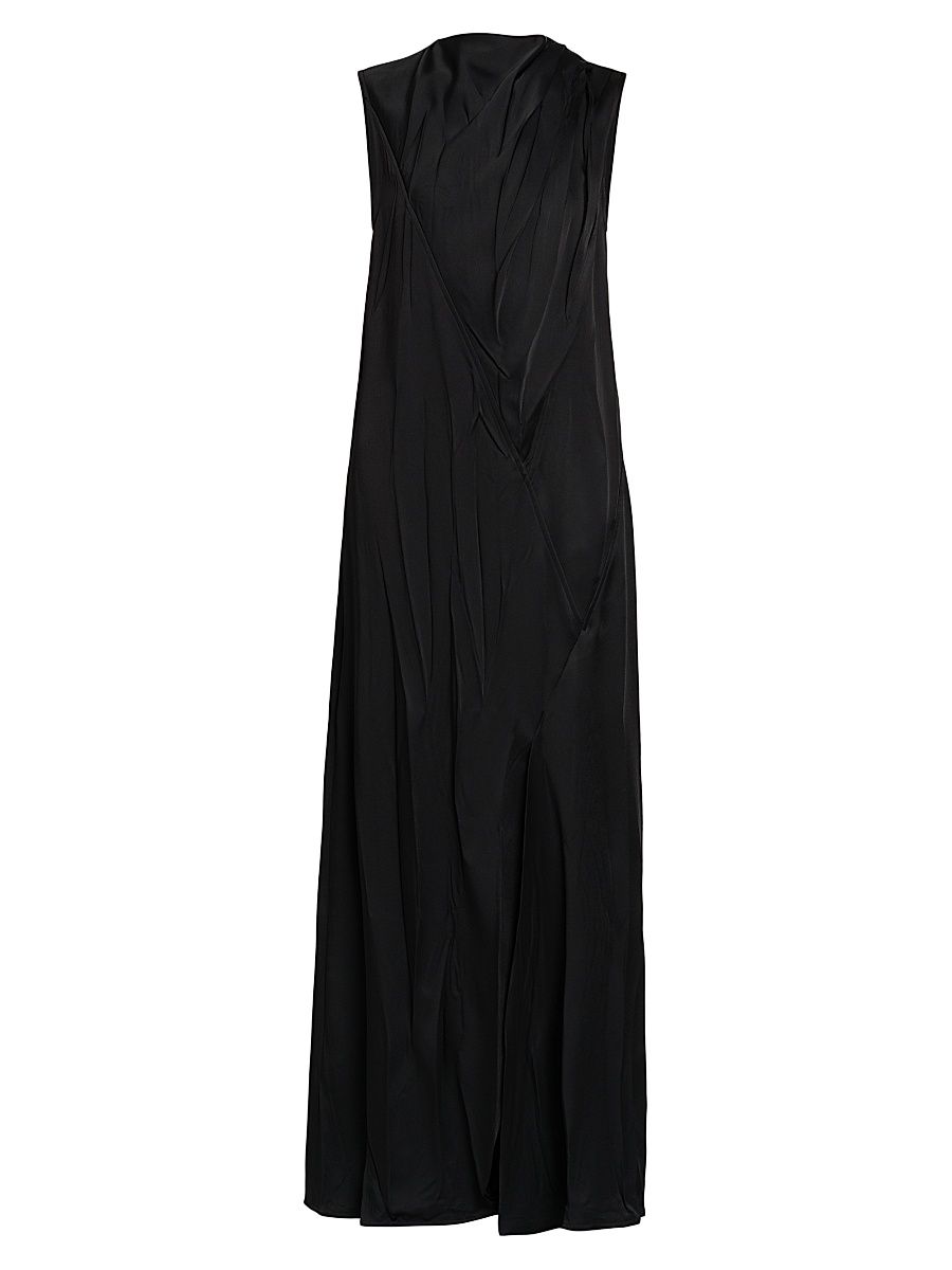 Women's Crinkle Satin Sleeveless Maxi Dress - Black - Size 6