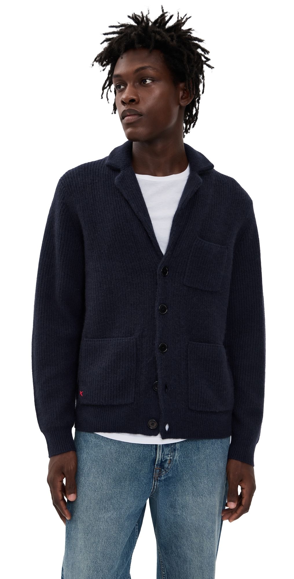 Alex Mill Mitchell Cardigan In Washed Cashmere Navy XS