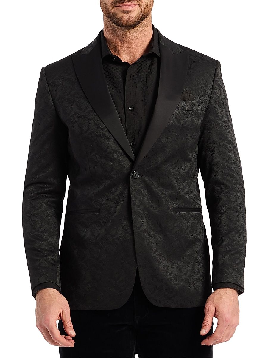 Men's Eldridge Woven Jacquard Sport Coat - Black - Size 44