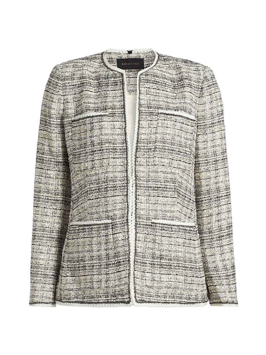 Women's Teigen Metallic Tweed Jacket - Ivory Multi - Size XL
