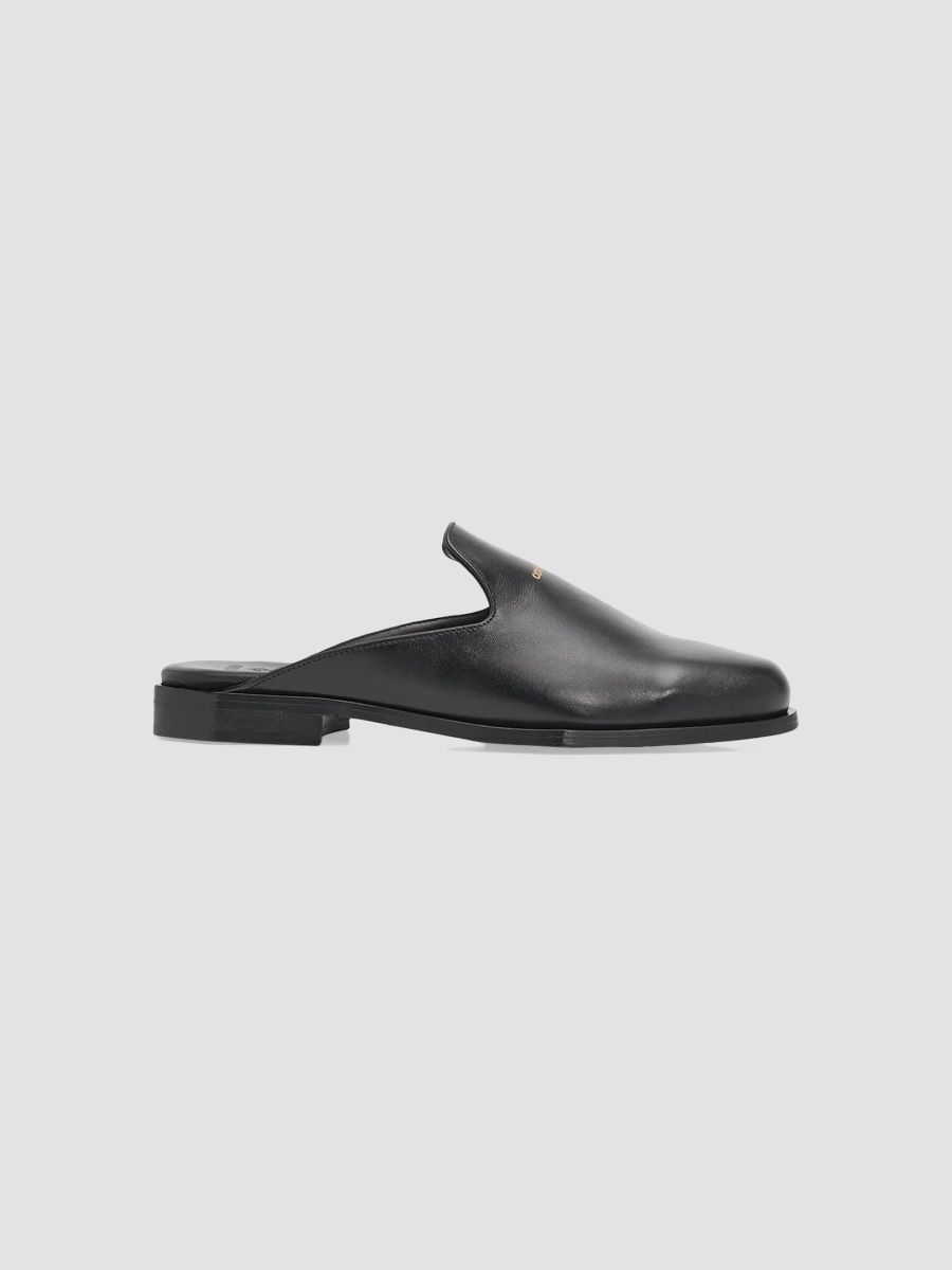 Casablanca Men's Leather Loafer Mules - Leather Black - Size 14