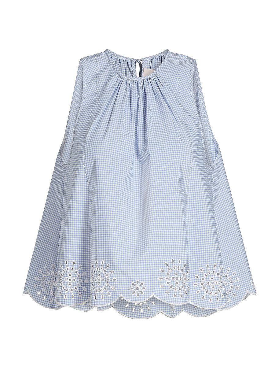 Women's Jessa Gingham Eyelet Cotton-Blend Top - Sunset Blush Ivory - Size XL