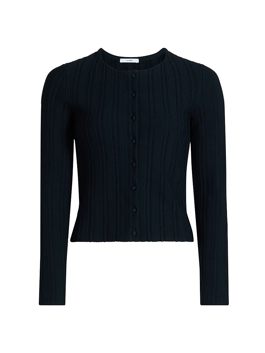 Women's Faye Jacquard Cardigan - Navy - Size Large